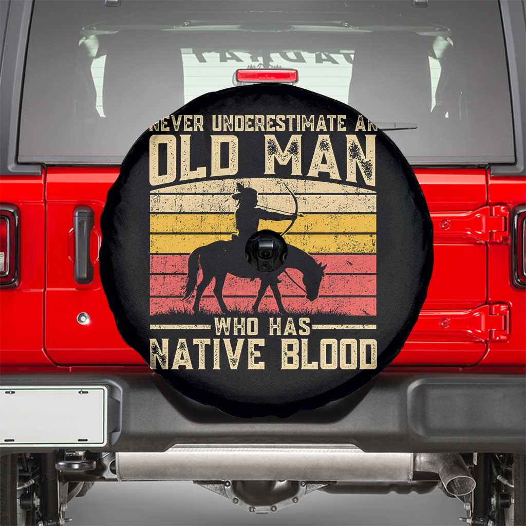 Funny Native American Spare Tire Cover Never Underestimate An Old Man Native American TS10 Black Print Your Wear