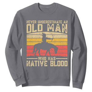 Funny Native American Sweatshirt Never Underestimate An Old Man Native American TS10 Charcoal Print Your Wear