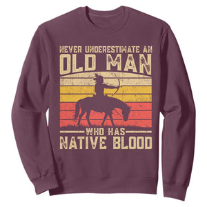Funny Native American Sweatshirt Never Underestimate An Old Man Native American TS10 Maroon Print Your Wear