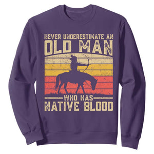 Funny Native American Sweatshirt Never Underestimate An Old Man Native American TS10 Purple Print Your Wear