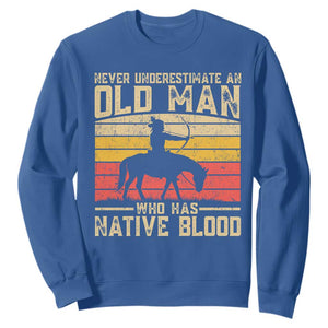 Funny Native American Sweatshirt Never Underestimate An Old Man Native American TS10 Royal Blue Print Your Wear