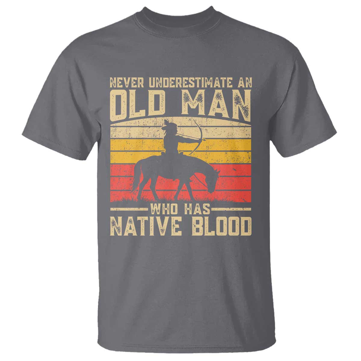 Funny Native American T Shirt Never Underestimate An Old Man Native American TS10 Charcoal Print Your Wear