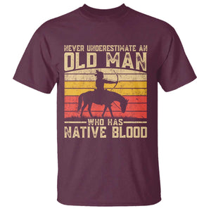 Funny Native American T Shirt Never Underestimate An Old Man Native American TS10 Maroon Print Your Wear
