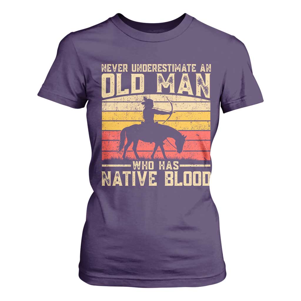 Funny Native American T Shirt For Women Never Underestimate An Old Man Native American TS10 Purple Print Your Wear