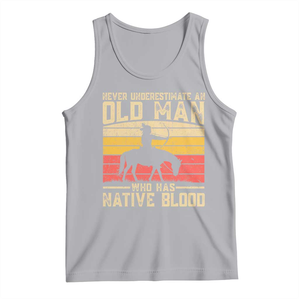 Funny Native American Tank Top Never Underestimate An Old Man Native American TS10 Athletic Heather Print Your Wear