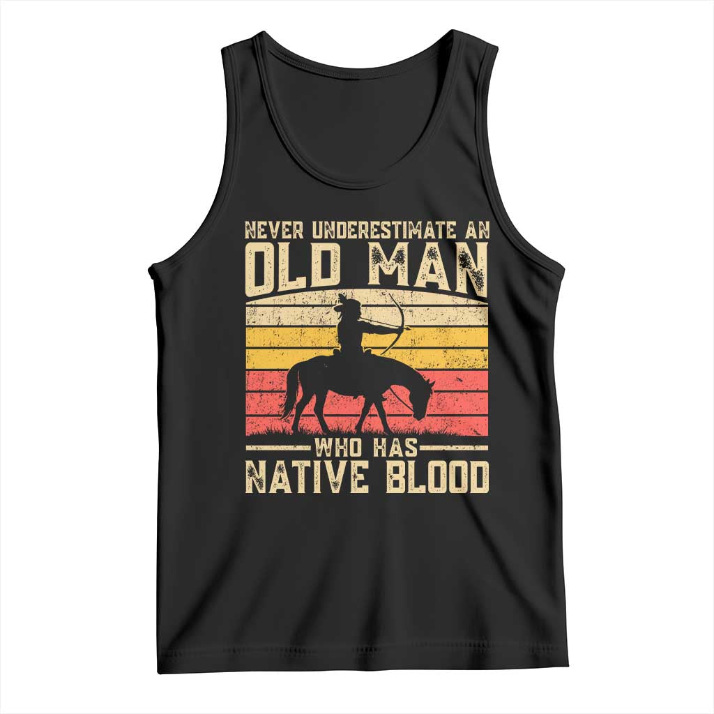 Funny Native American Tank Top Never Underestimate An Old Man Native American TS10 Black Print Your Wear