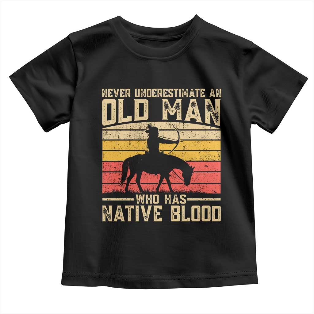 Funny Native American Toddler T Shirt Never Underestimate An Old Man Native American TS10 Black Print Your Wear