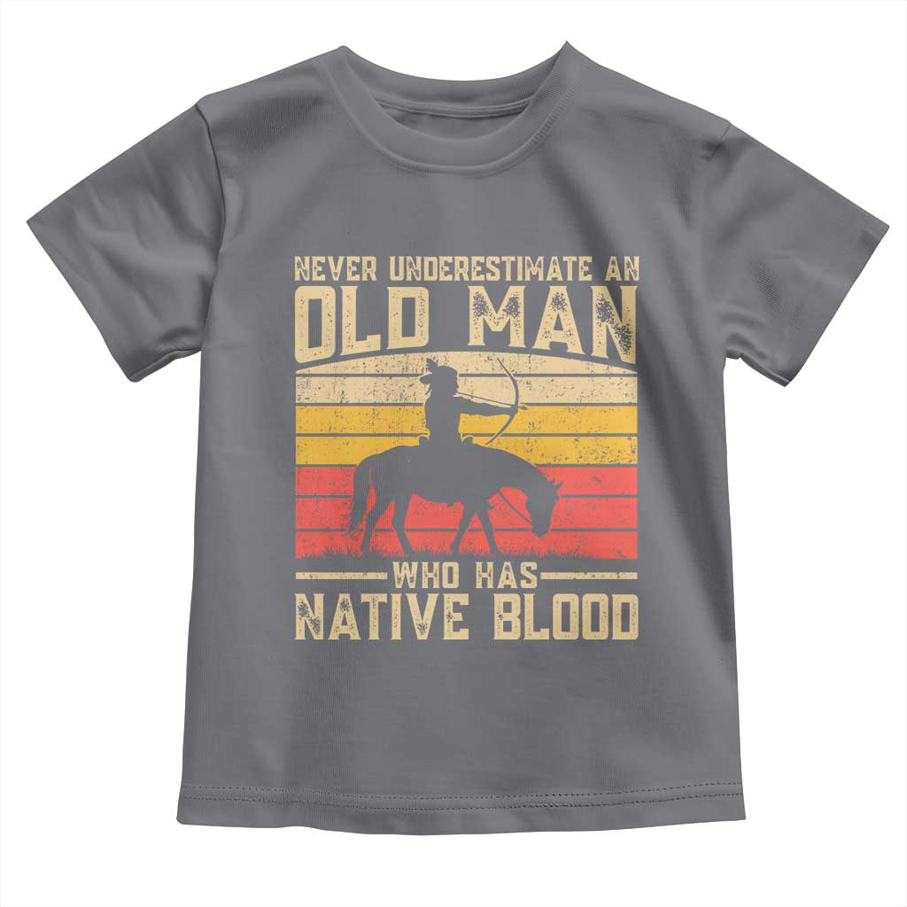 Funny Native American Toddler T Shirt Never Underestimate An Old Man Native American TS10 Charcoal Print Your Wear