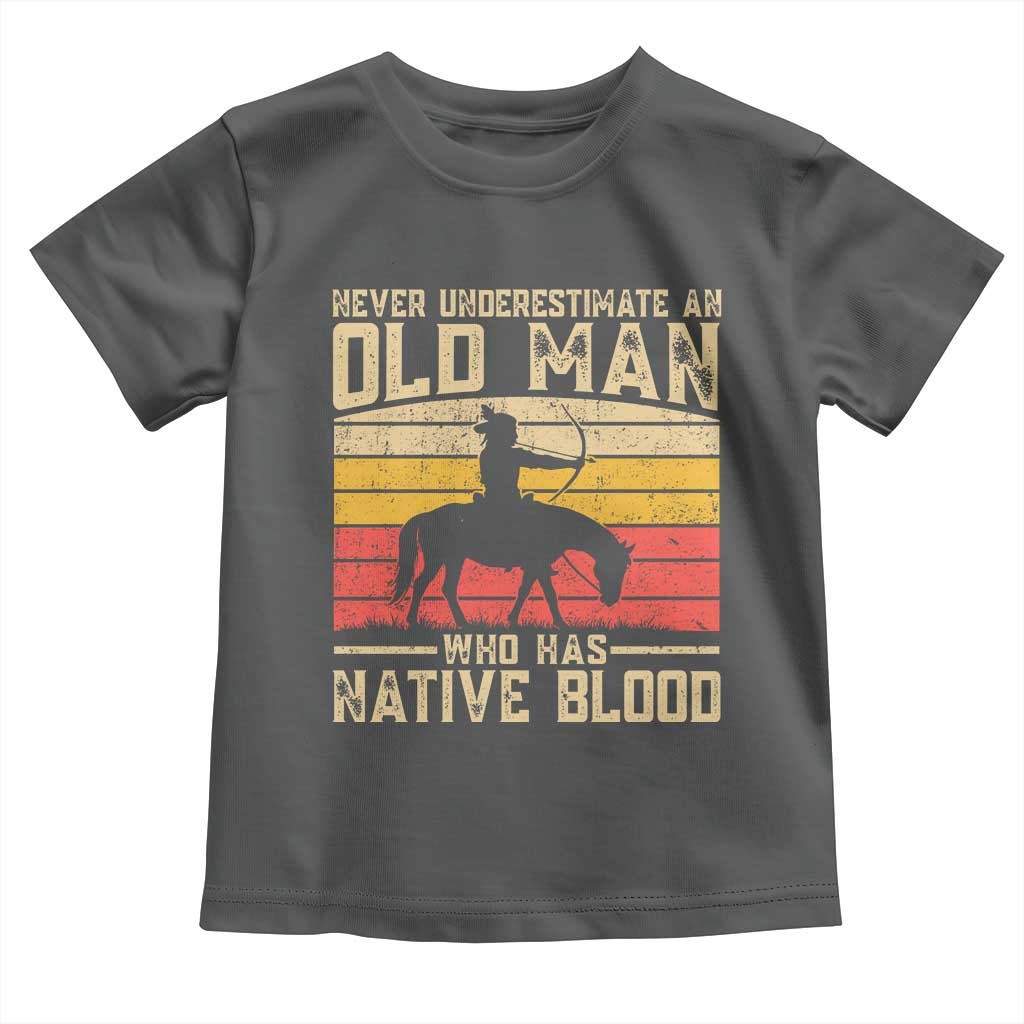 Funny Native American Toddler T Shirt Never Underestimate An Old Man Native American TS10 Dark Heather Print Your Wear