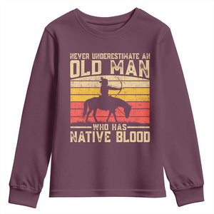 Funny Native American Youth Sweatshirt Never Underestimate An Old Man Native American TS10 Maroon Print Your Wear