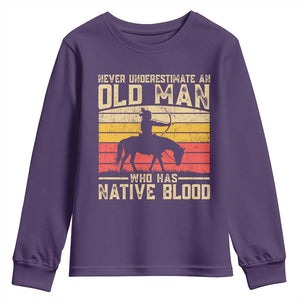 Funny Native American Youth Sweatshirt Never Underestimate An Old Man Native American TS10 Purple Print Your Wear