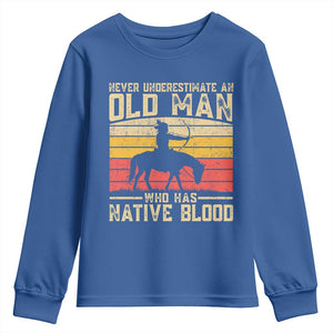 Funny Native American Youth Sweatshirt Never Underestimate An Old Man Native American TS10 Royal Blue Print Your Wear