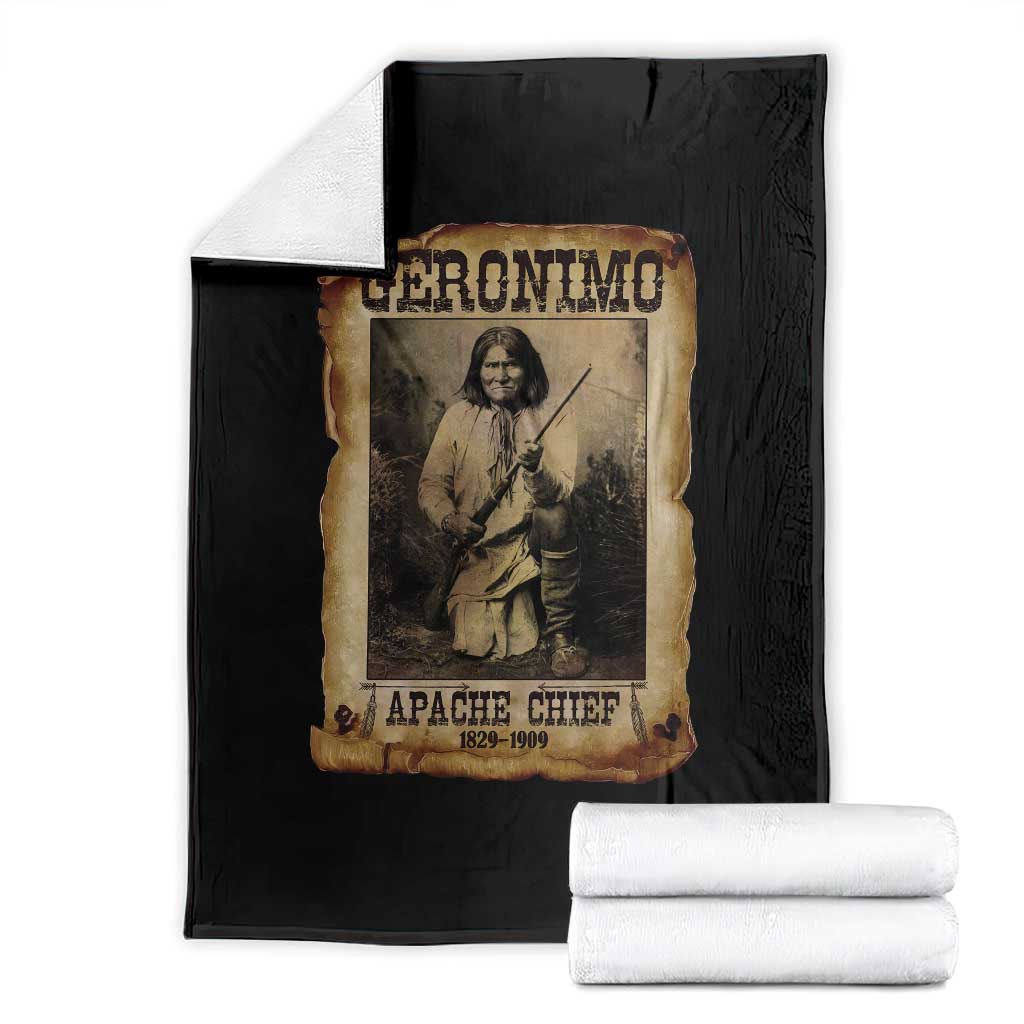 Geronimo Throw Blanket Vintage Apache Warrior Native American TS10 Black Print Your Wear