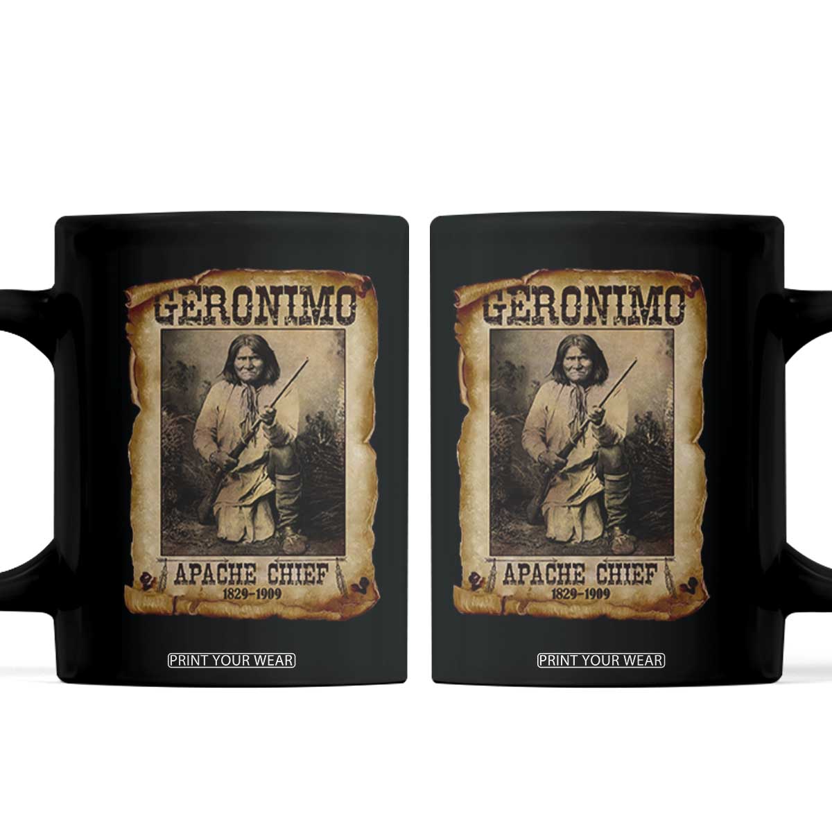 Geronimo Coffee Mug Vintage Apache Warrior Native American TS10 Black Print Your Wear