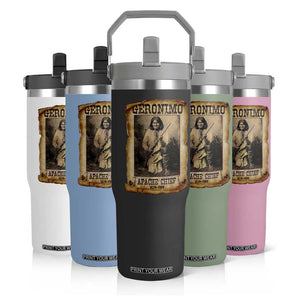 Geronimo Flip Straw Tumbler Vintage Apache Warrior Native American TS10 Print Your Wear