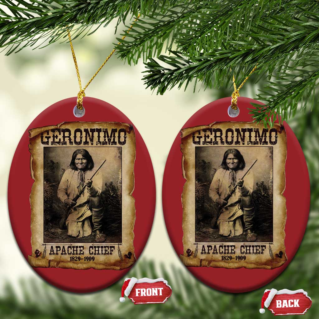 Geronimo Christmas Ornament Vintage Apache Warrior Native American TS10 Oval Red Print Your Wear