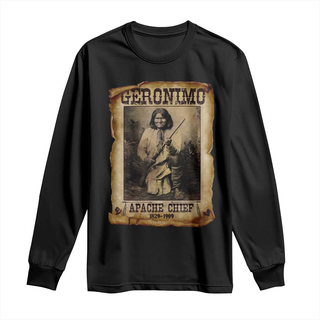Geronimo Long Sleeve Shirt Vintage Apache Warrior Native American TS10 Black Print Your Wear