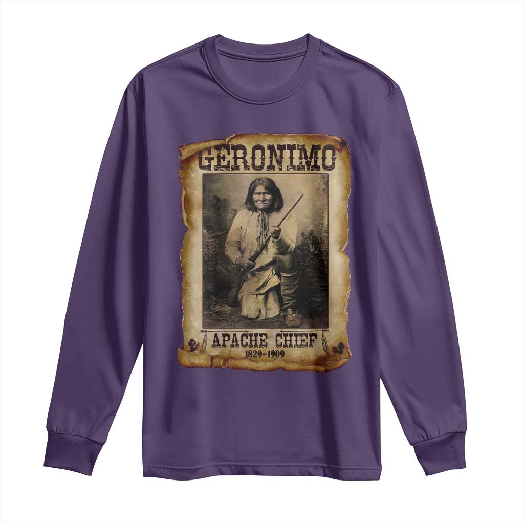 Geronimo Long Sleeve Shirt Vintage Apache Warrior Native American TS10 Purple Print Your Wear