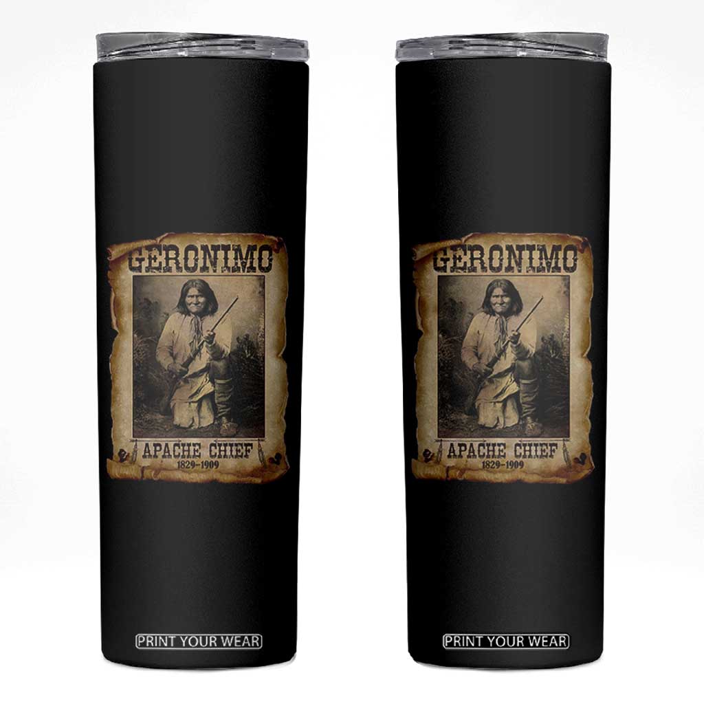 Geronimo Skinny Tumbler Vintage Apache Warrior Native American TS10 Black Print Your Wear
