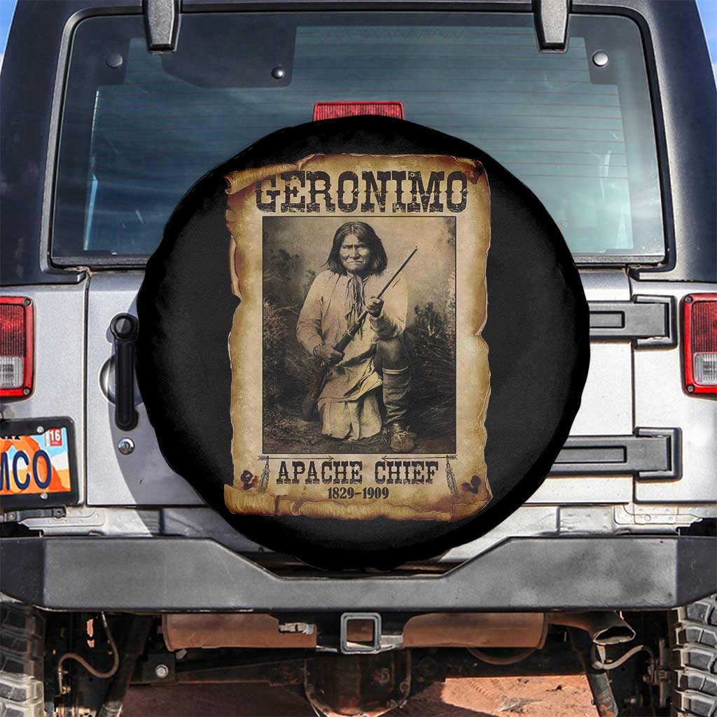 Geronimo Spare Tire Cover Vintage Apache Warrior Native American TS10 No hole Black Print Your Wear