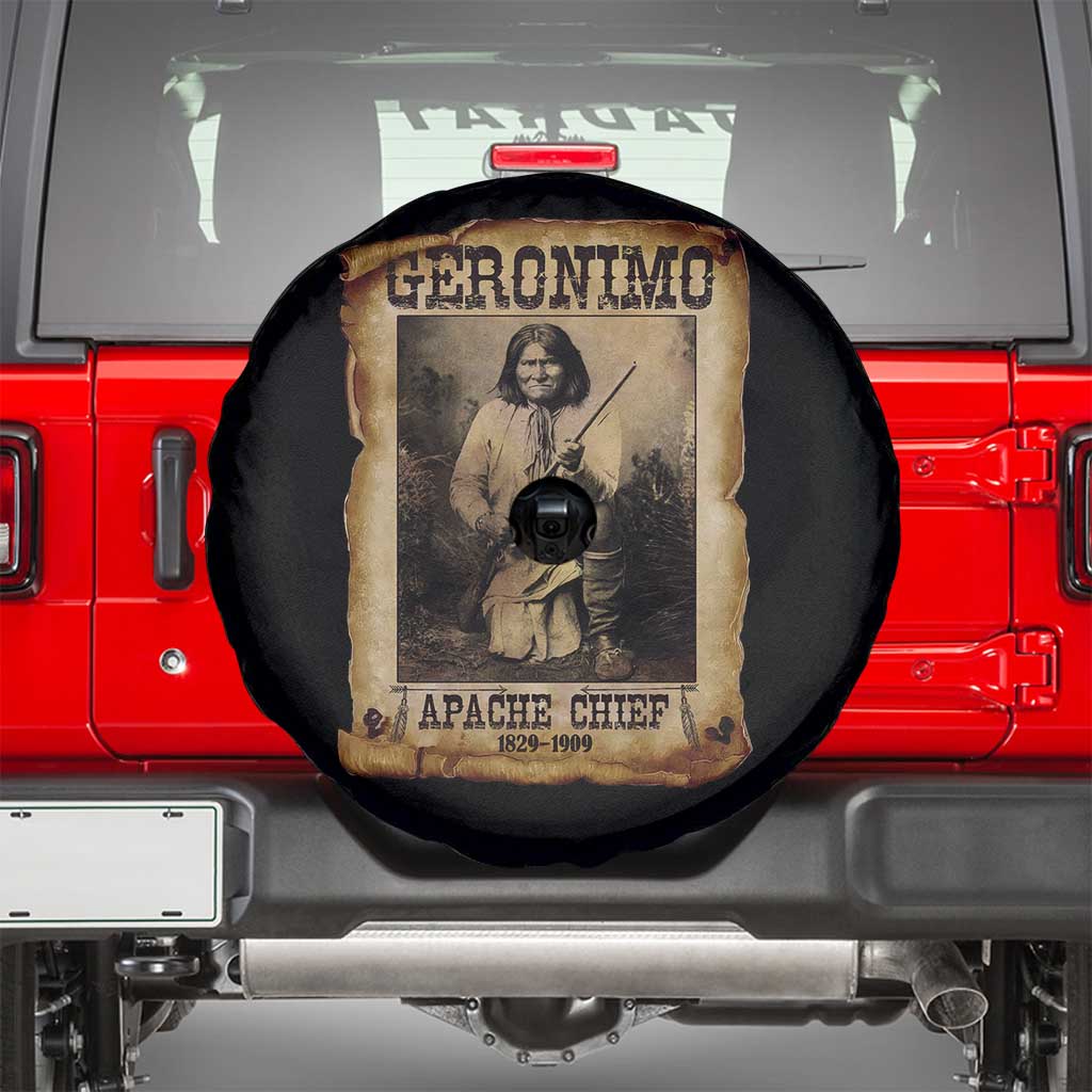 Geronimo Spare Tire Cover Vintage Apache Warrior Native American TS10 Black Print Your Wear
