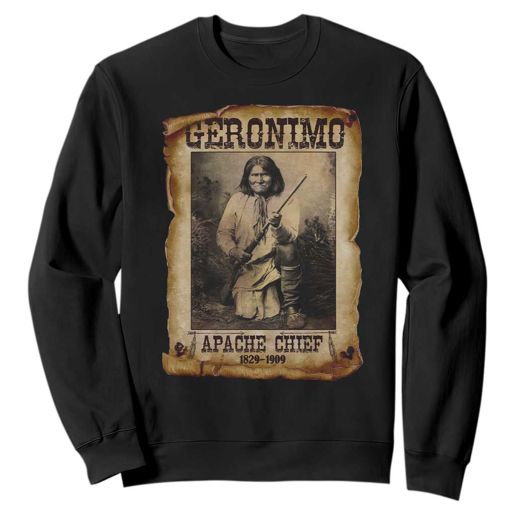 Geronimo Sweatshirt Vintage Apache Warrior Native American TS10 Black Print Your Wear