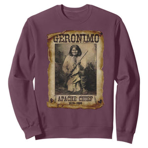 Geronimo Sweatshirt Vintage Apache Warrior Native American TS10 Maroon Print Your Wear