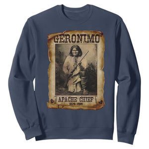 Geronimo Sweatshirt Vintage Apache Warrior Native American TS10 Navy Print Your Wear