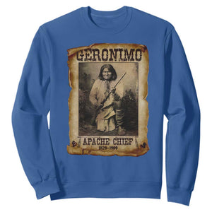 Geronimo Sweatshirt Vintage Apache Warrior Native American TS10 Royal Blue Print Your Wear