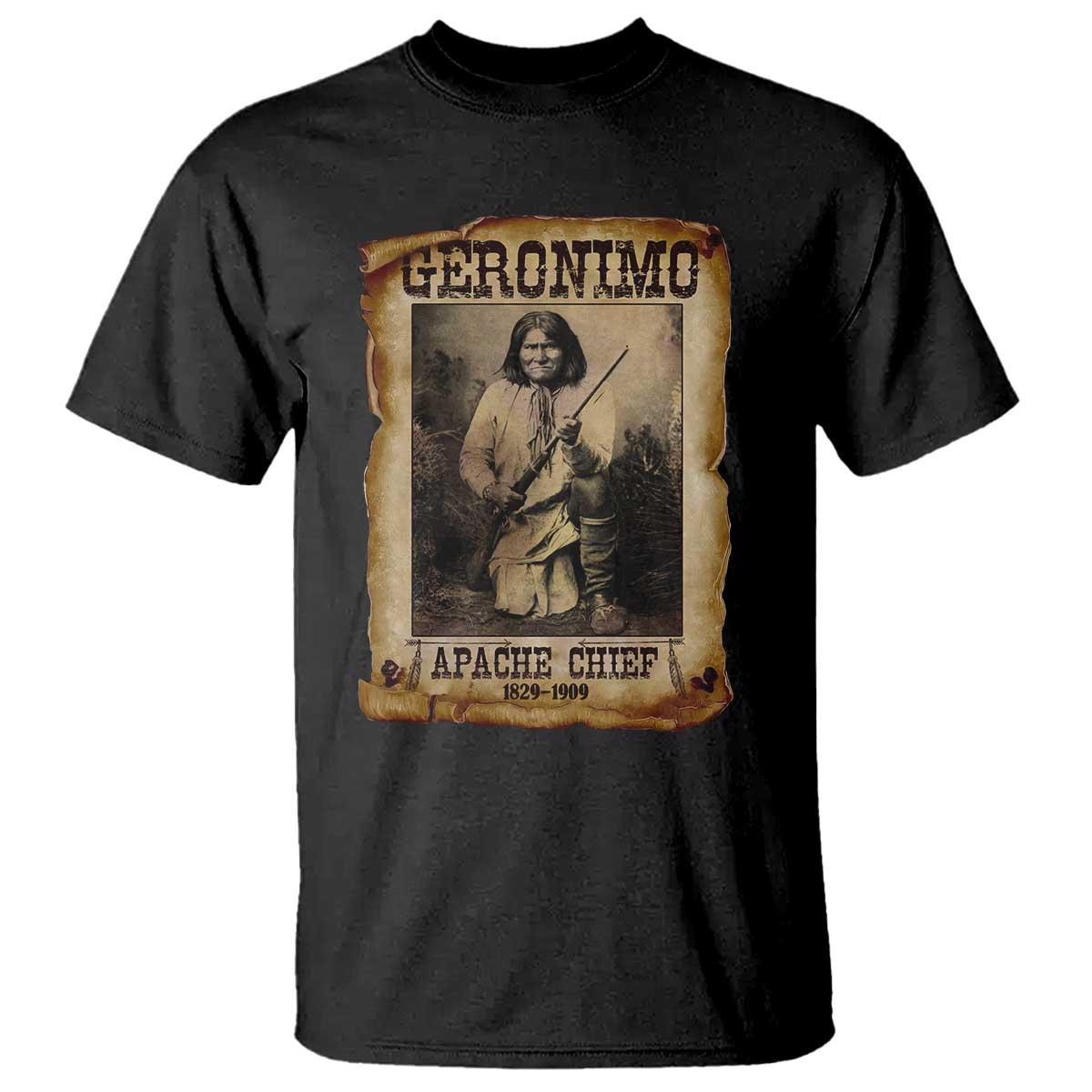 Geronimo T Shirt Vintage Apache Warrior Native American TS10 Black Print Your Wear