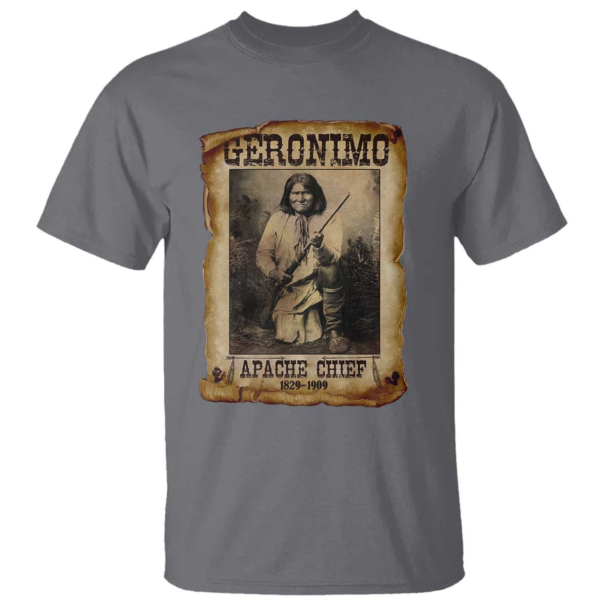 Geronimo T Shirt Vintage Apache Warrior Native American TS10 Charcoal Print Your Wear