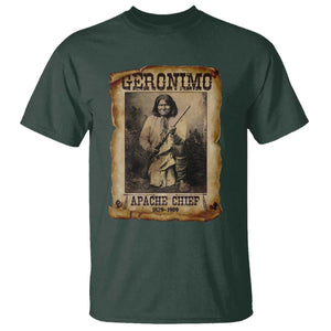 Geronimo T Shirt Vintage Apache Warrior Native American TS10 Dark Forest Green Print Your Wear