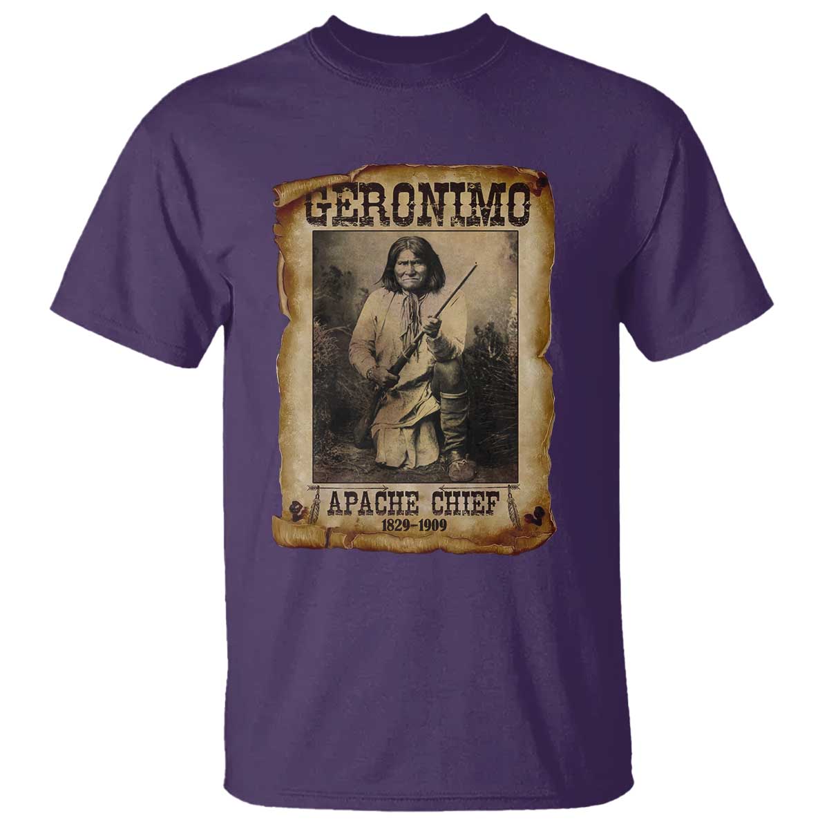 Geronimo T Shirt Vintage Apache Warrior Native American TS10 Purple Print Your Wear