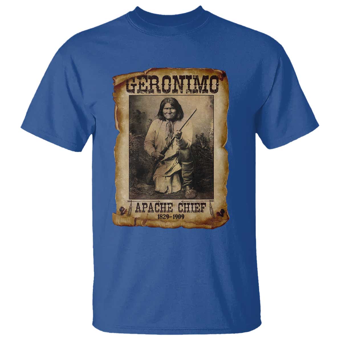 Geronimo T Shirt Vintage Apache Warrior Native American TS10 Royal Blue Print Your Wear
