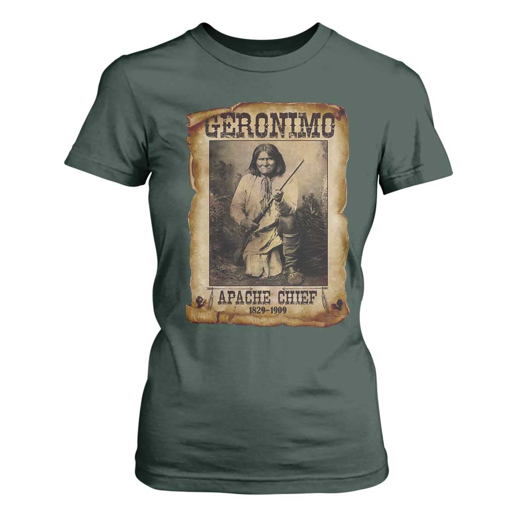 Geronimo T Shirt For Women Vintage Apache Warrior Native American TS10 Dark Forest Green Print Your Wear