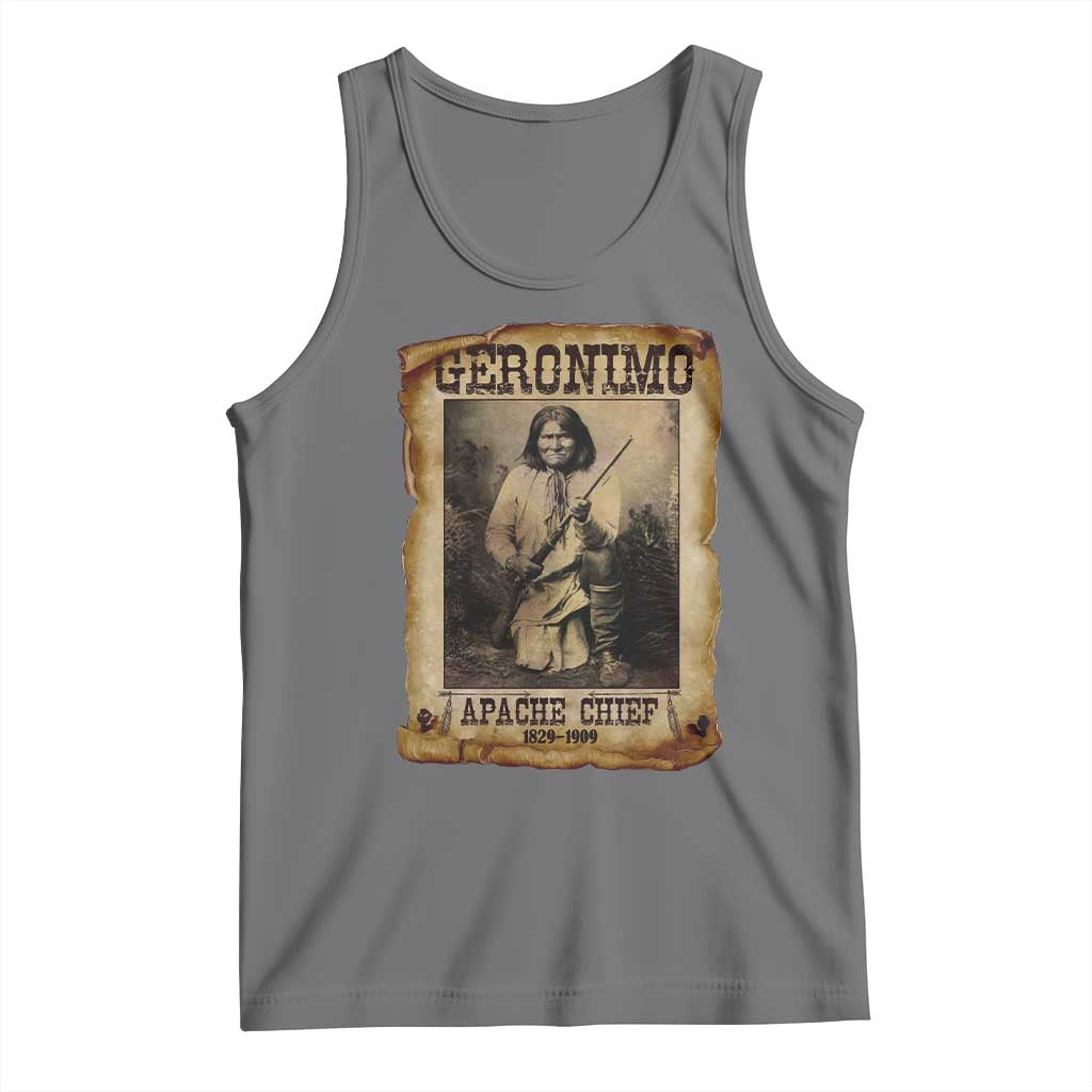 Geronimo Tank Top Vintage Apache Warrior Native American TS10 Black Heather Print Your Wear