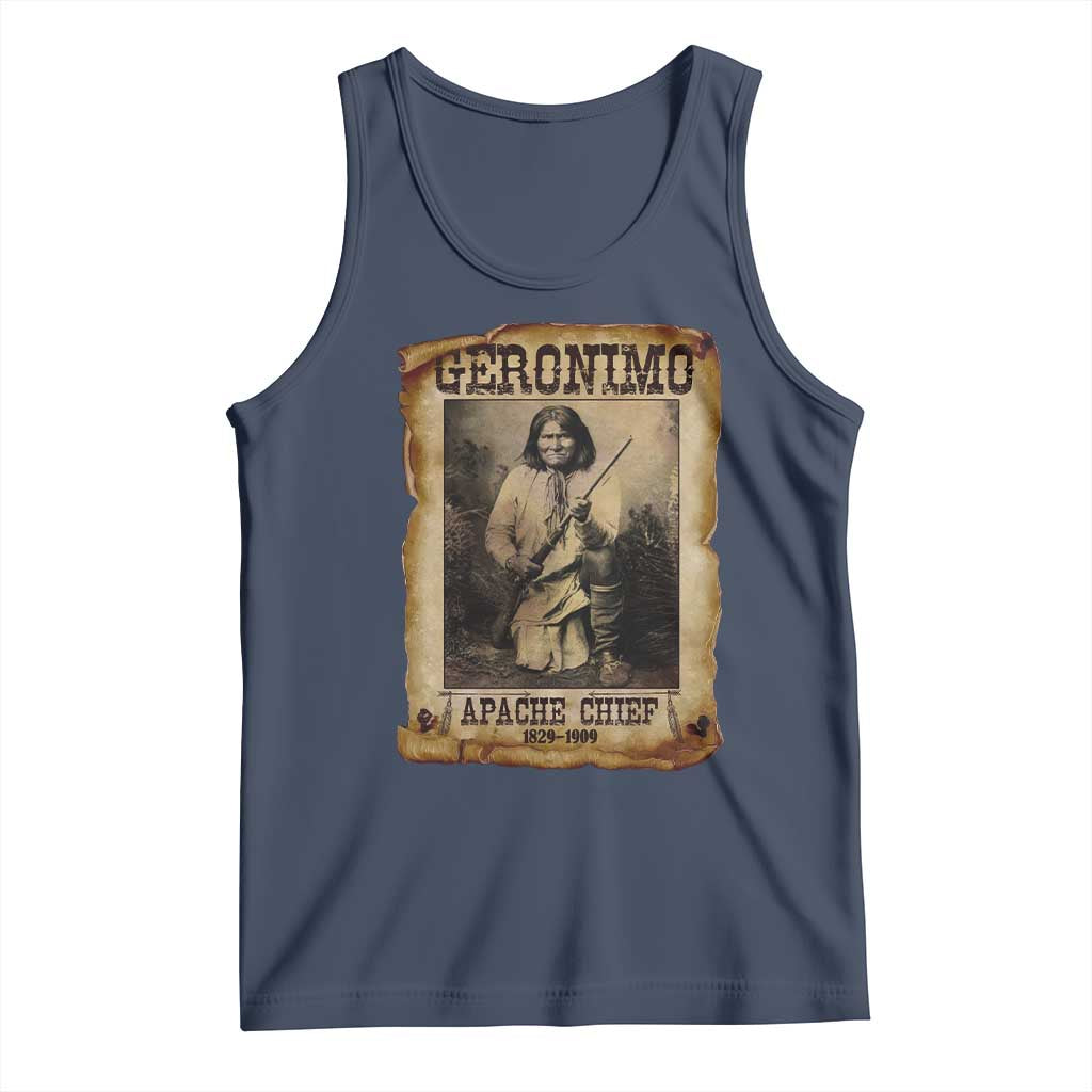 Geronimo Tank Top Vintage Apache Warrior Native American TS10 Navy Print Your Wear