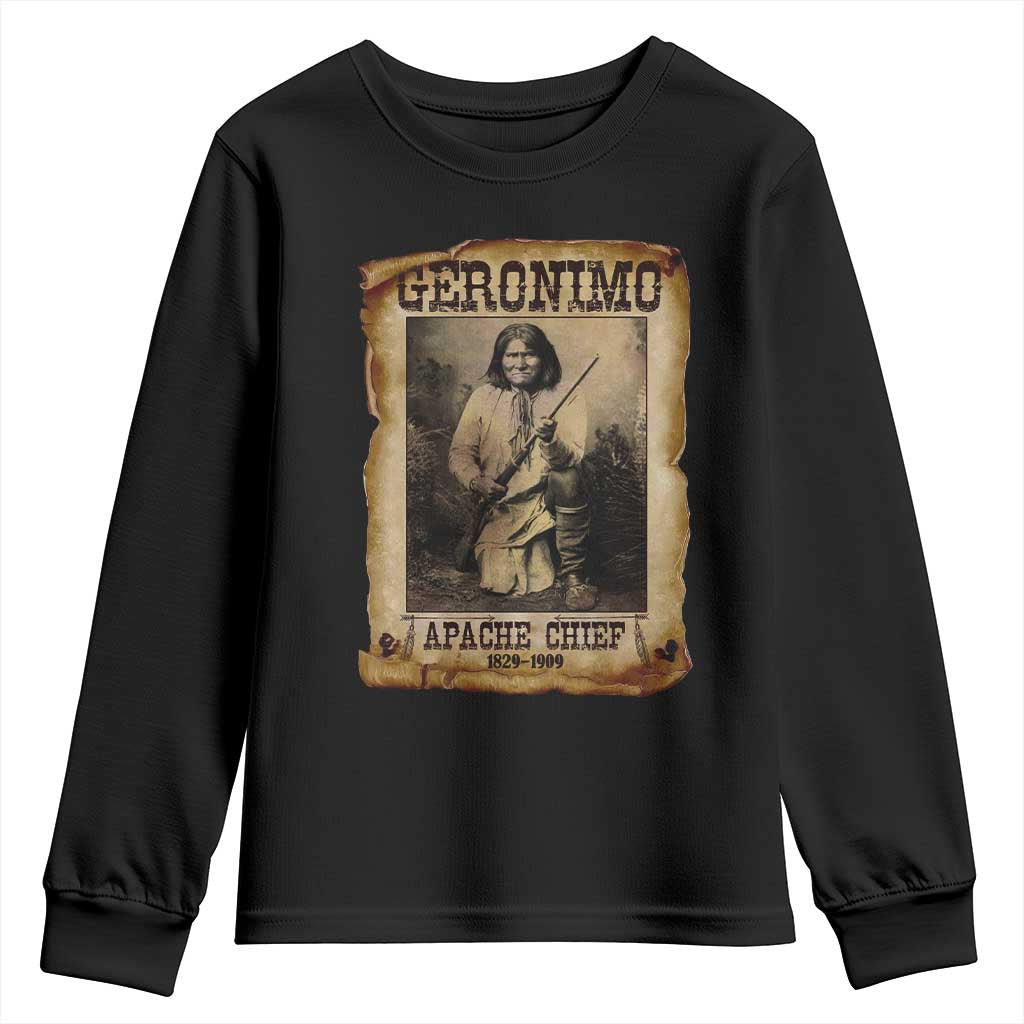 Geronimo Youth Sweatshirt Vintage Apache Warrior Native American TS10 Black Print Your Wear