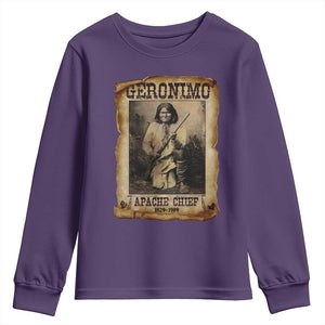 Geronimo Youth Sweatshirt Vintage Apache Warrior Native American TS10 Purple Print Your Wear