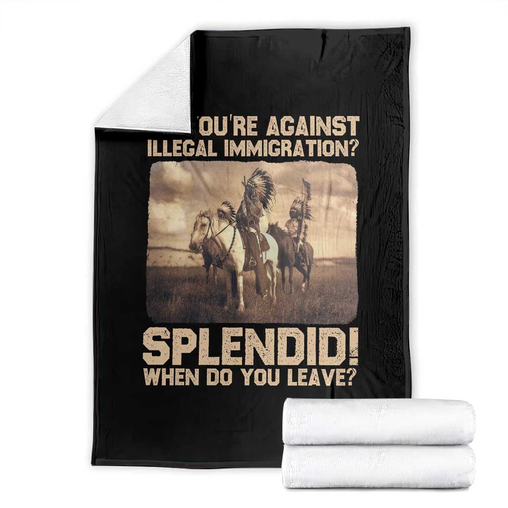 Vintage Native American Throw Blanket Funny Indian Indigenous Peoples Day TS10 Black Print Your Wear