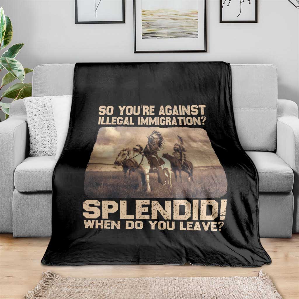Vintage Native American Throw Blanket Funny Indian Indigenous Peoples Day TS10 Print Your Wear