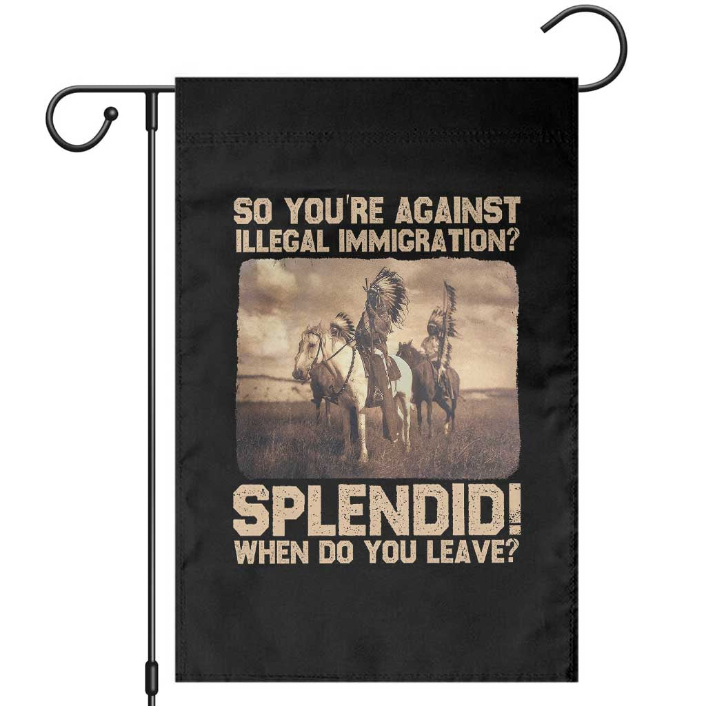 Vintage Native American Garden Flag Funny Indian Indigenous Peoples Day TS10 Black Print Your Wear