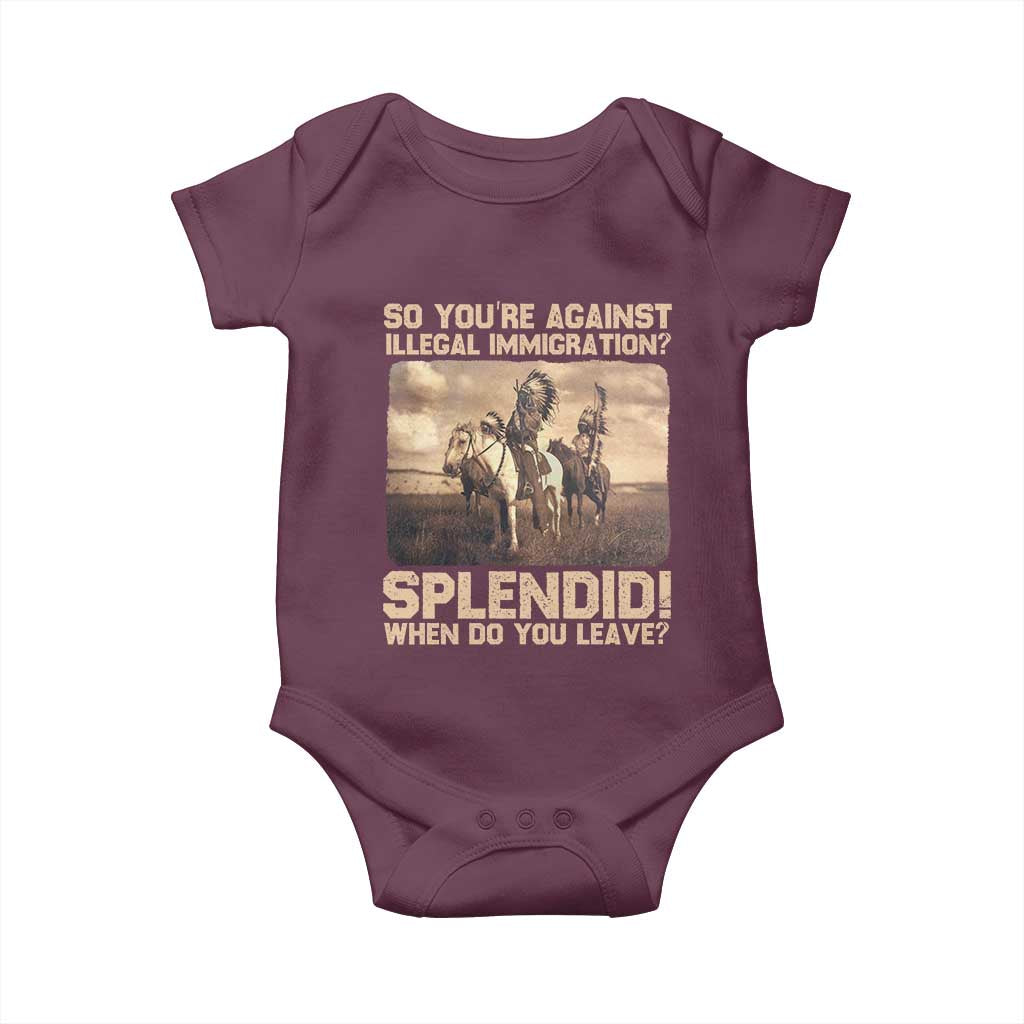 Vintage Native American Baby Onesie Funny Indian Indigenous Peoples Day TS10 Maroon Print Your Wear