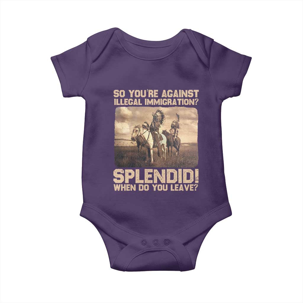 Vintage Native American Baby Onesie Funny Indian Indigenous Peoples Day TS10 Purple Print Your Wear