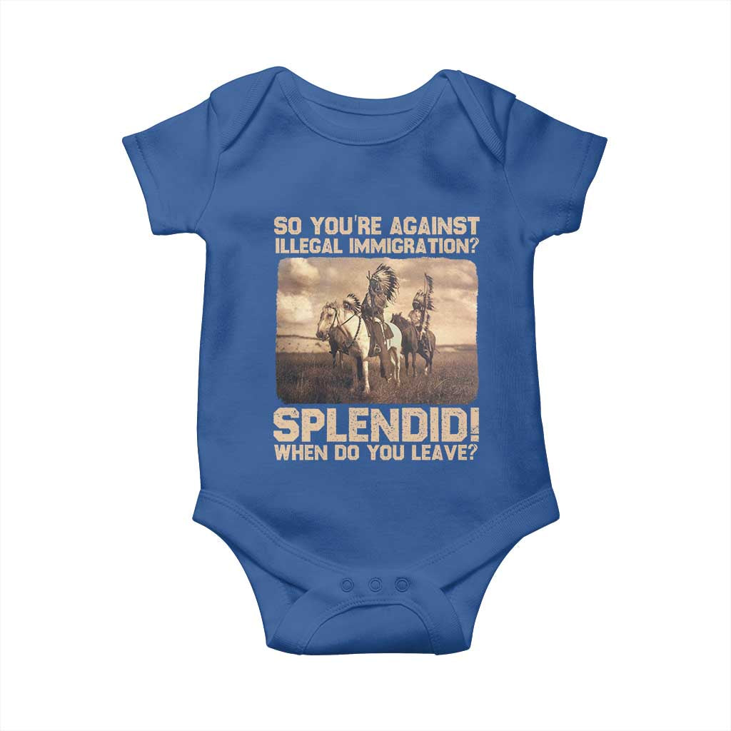 Vintage Native American Baby Onesie Funny Indian Indigenous Peoples Day TS10 Royal Blue Print Your Wear