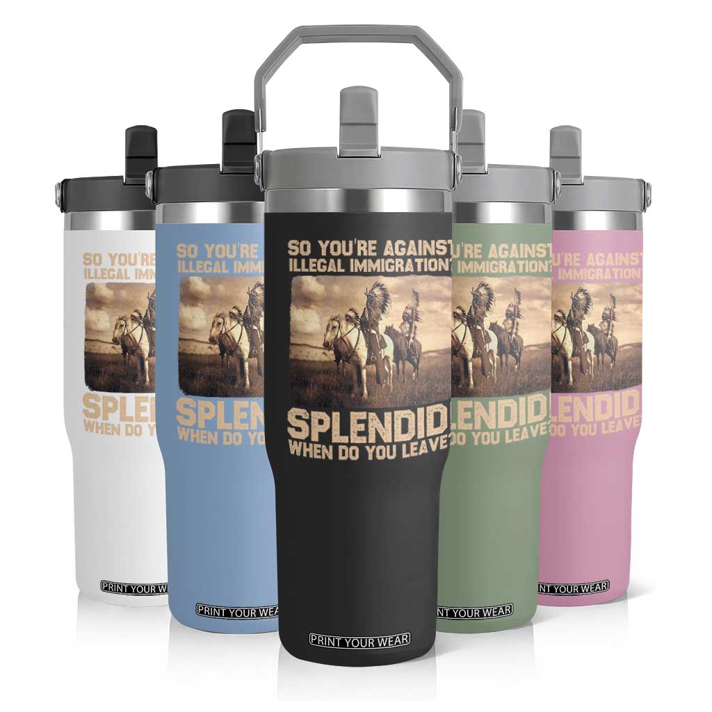 Vintage Native American Flip Straw Tumbler Funny Indian Indigenous Peoples Day TS10 Print Your Wear