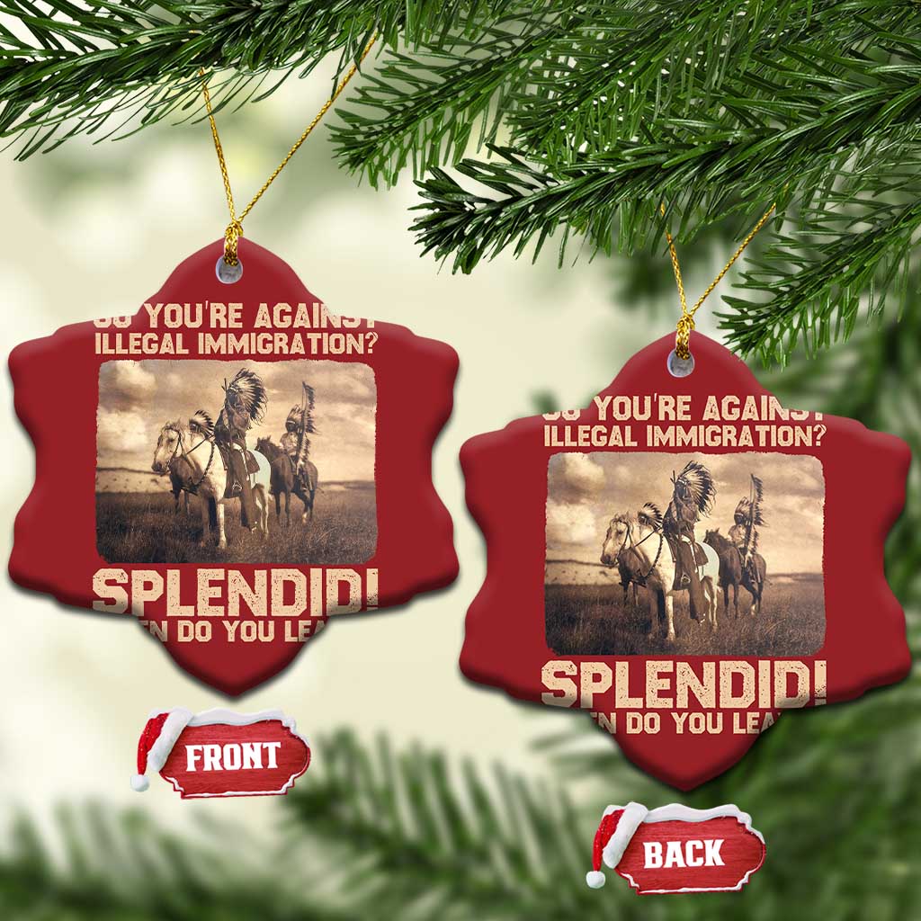 Vintage Native American Christmas Ornament Funny Indian Indigenous Peoples Day TS10 Snow Flake Red Print Your Wear