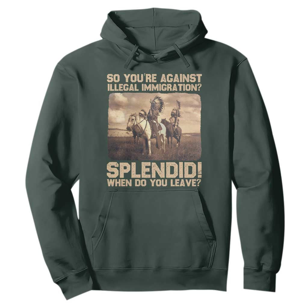 Vintage Native American Hoodie Funny Indian Indigenous Peoples Day TS10 Dark Forest Green Print Your Wear