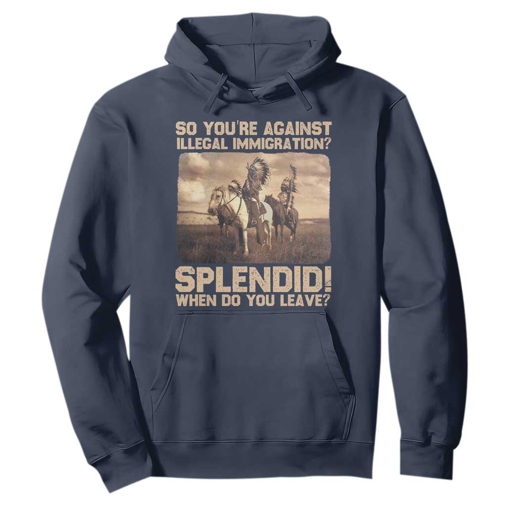 Vintage Native American Hoodie Funny Indian Indigenous Peoples Day TS10 Navy Print Your Wear