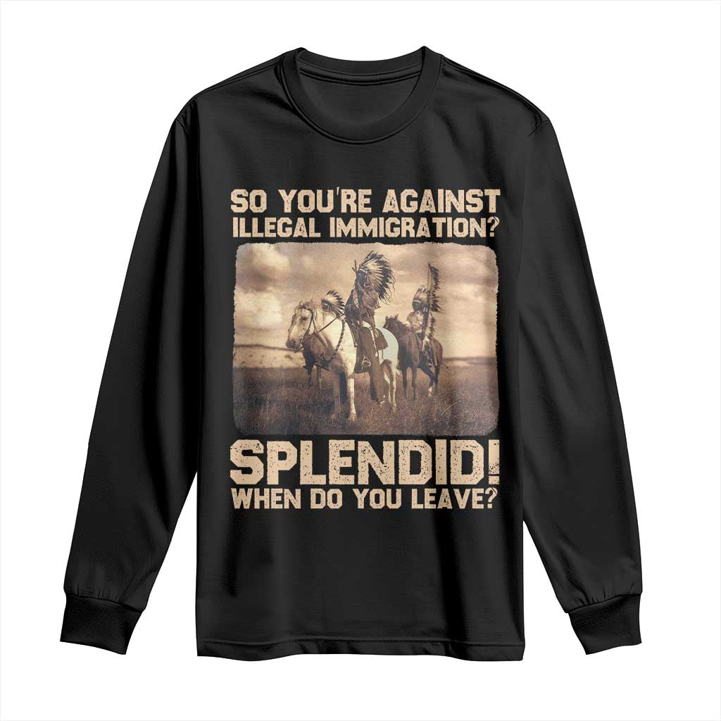 Vintage Native American Long Sleeve Shirt Funny Indian Indigenous Peoples Day TS10 Black Print Your Wear